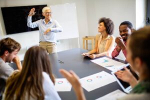 group of successful happy multiethnic business people